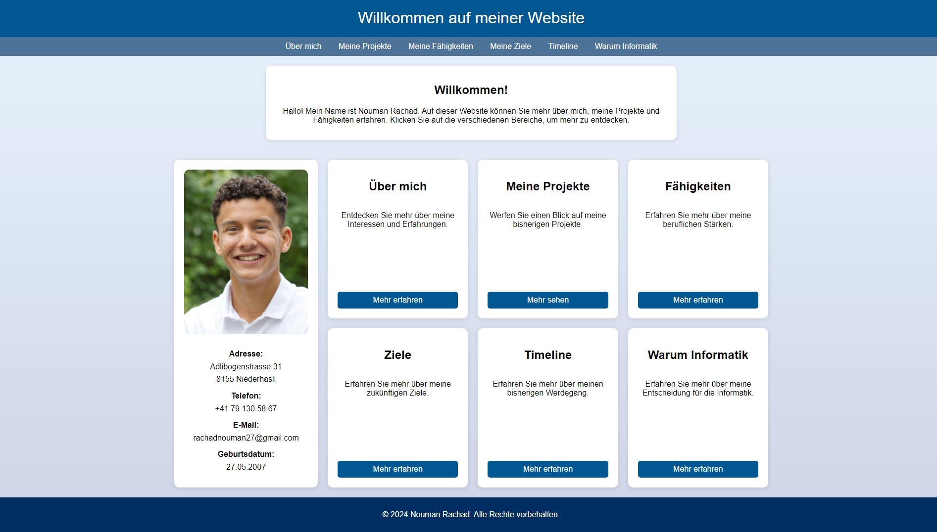 Bild der Bewerbungswebsite